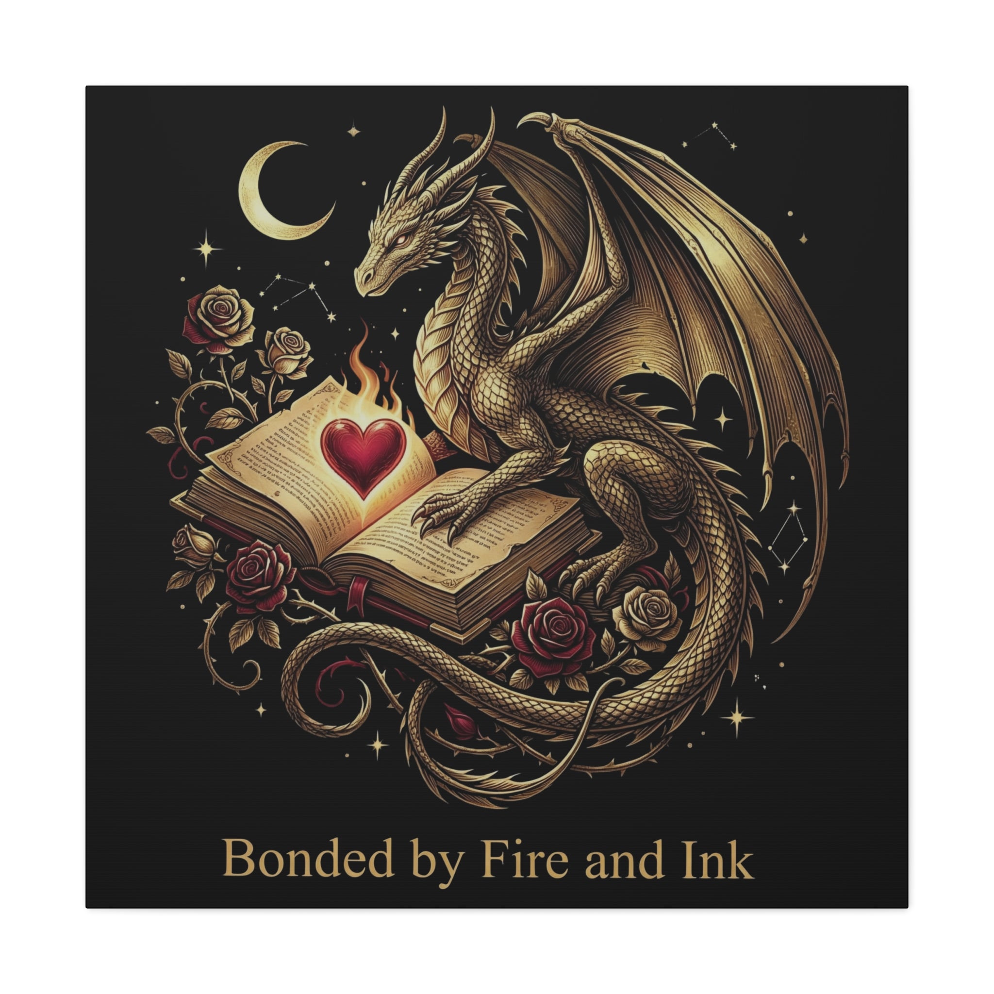Dragon Heart Canvas Wall Art — "Bonded by Fire and Ink" Matte Stretched Print - The Bela Vibe House of Moonfire