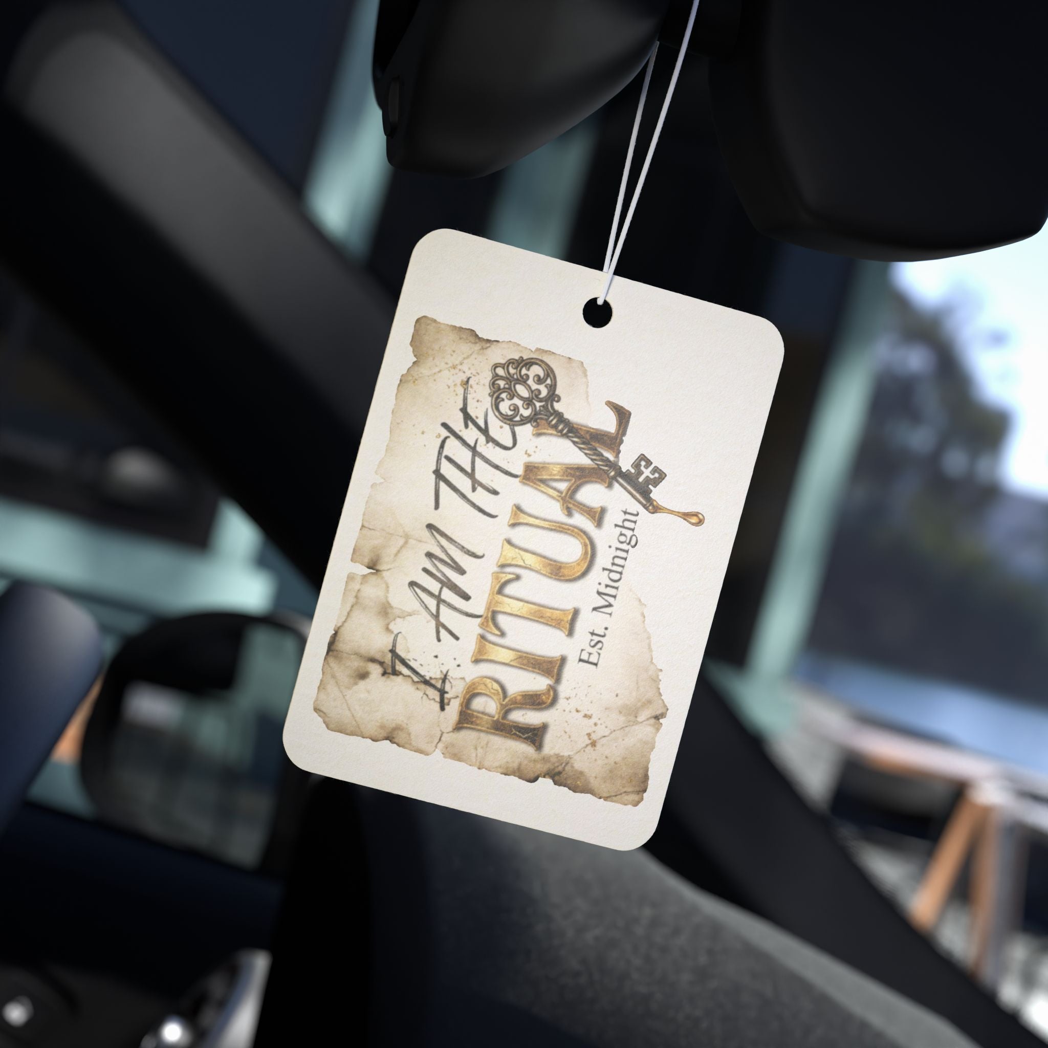 I Am The Ritual Car Air Freshener – Witchcore Grimoire Hanging Charm, Dark Feminine Gothic Car Decor, Midnight Magic