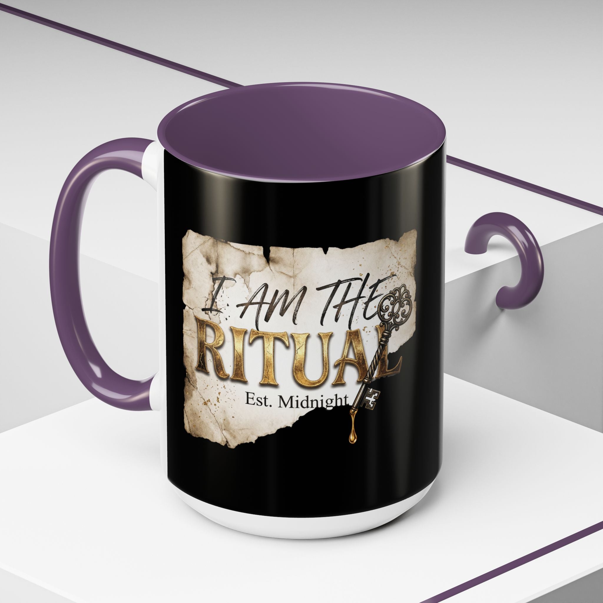 Ritual Coffee Mug — "I Am The Ritual" Black Accent Mug (11/15oz) - The Bela Vibe House of Moonfire