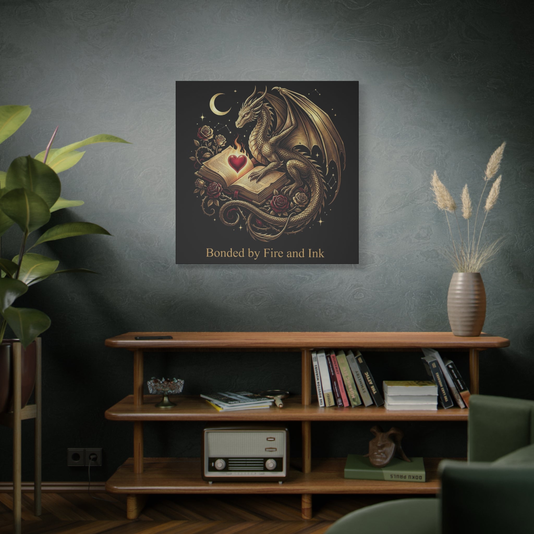 Dragon Heart Canvas Wall Art — "Bonded by Fire and Ink" Matte Stretched Print - The Bela Vibe House of Moonfire