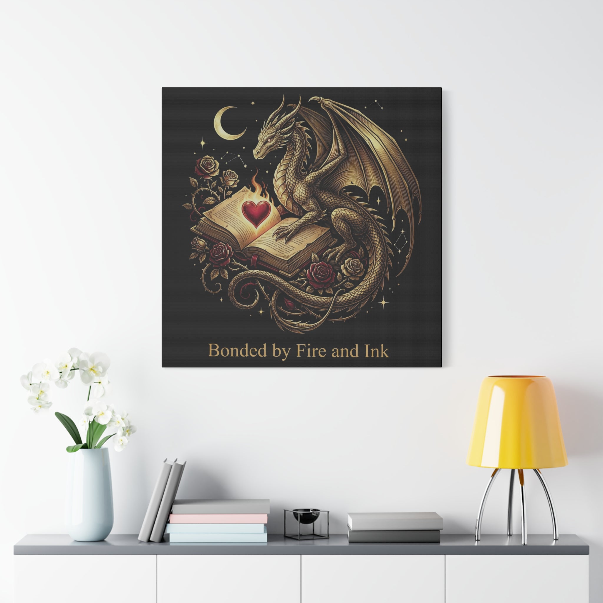 Dragon Heart Canvas Wall Art — "Bonded by Fire and Ink" Matte Stretched Print - The Bela Vibe House of Moonfire