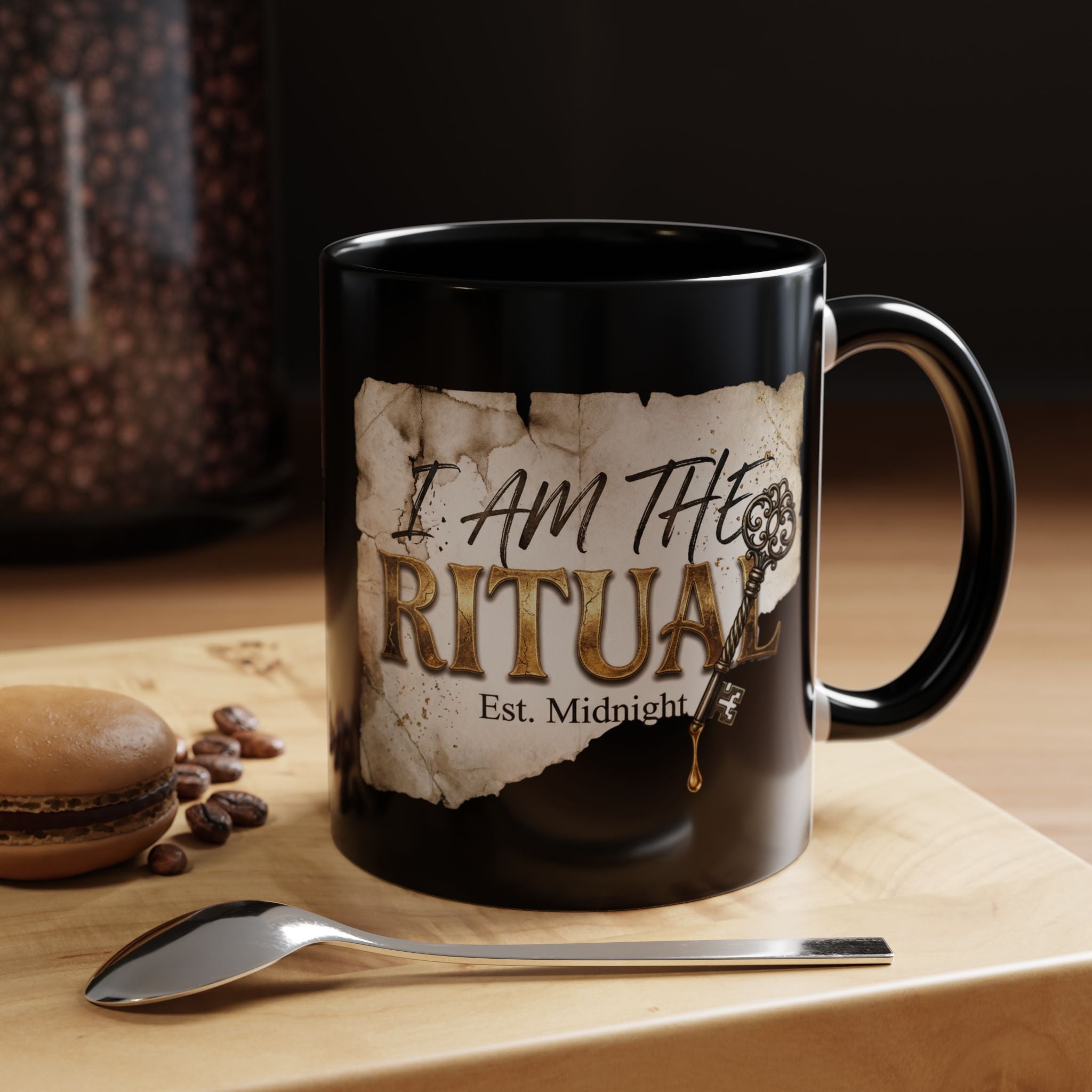 Ritual Coffee Mug — "I Am The Ritual" Black Accent Mug (11/15oz) - The Bela Vibe House of Moonfire