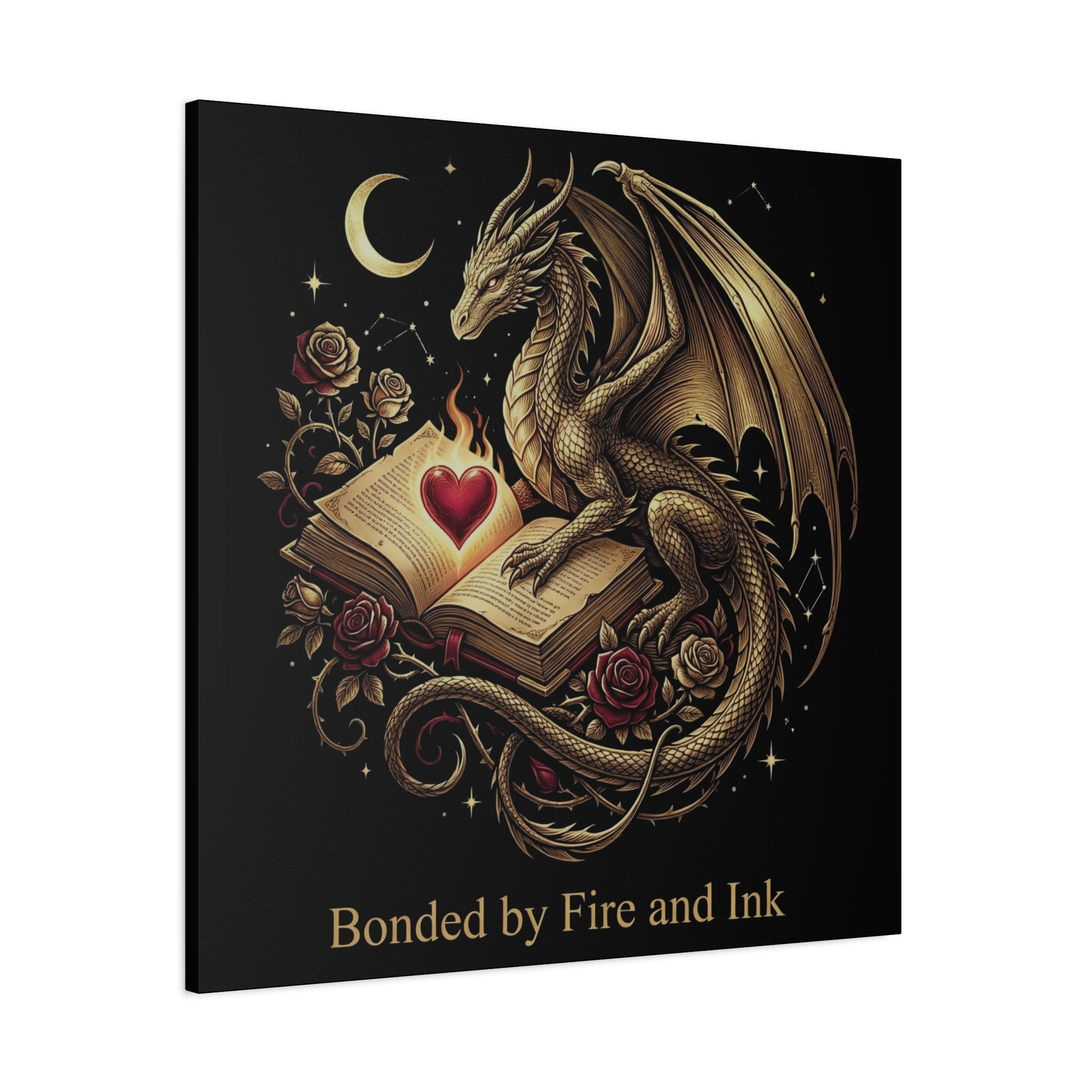 Dragon Heart Canvas Wall Art — "Bonded by Fire and Ink" Matte Stretched Print - The Bela Vibe House of Moonfire