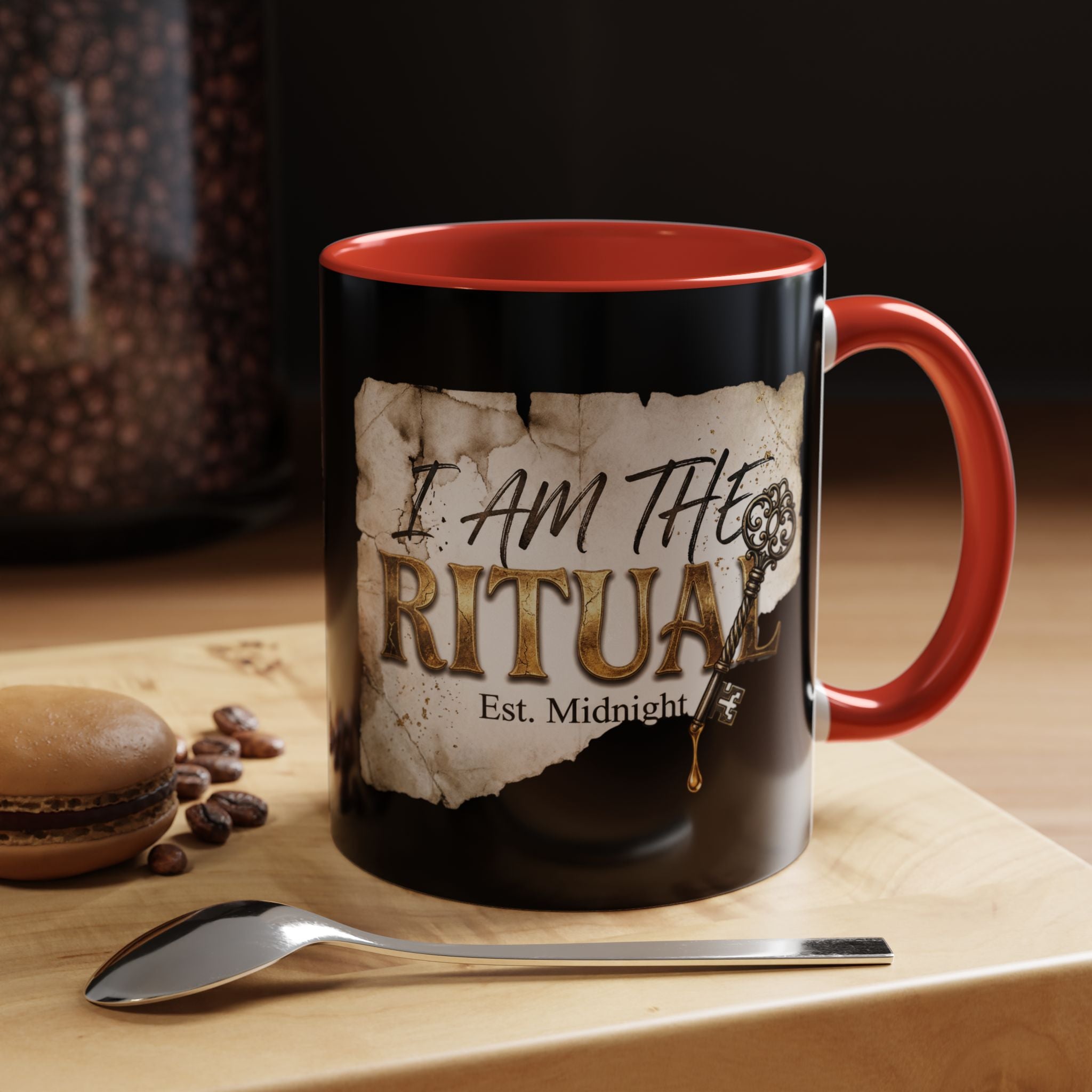 Ritual Coffee Mug — "I Am The Ritual" Black Accent Mug (11/15oz) - The Bela Vibe House of Moonfire