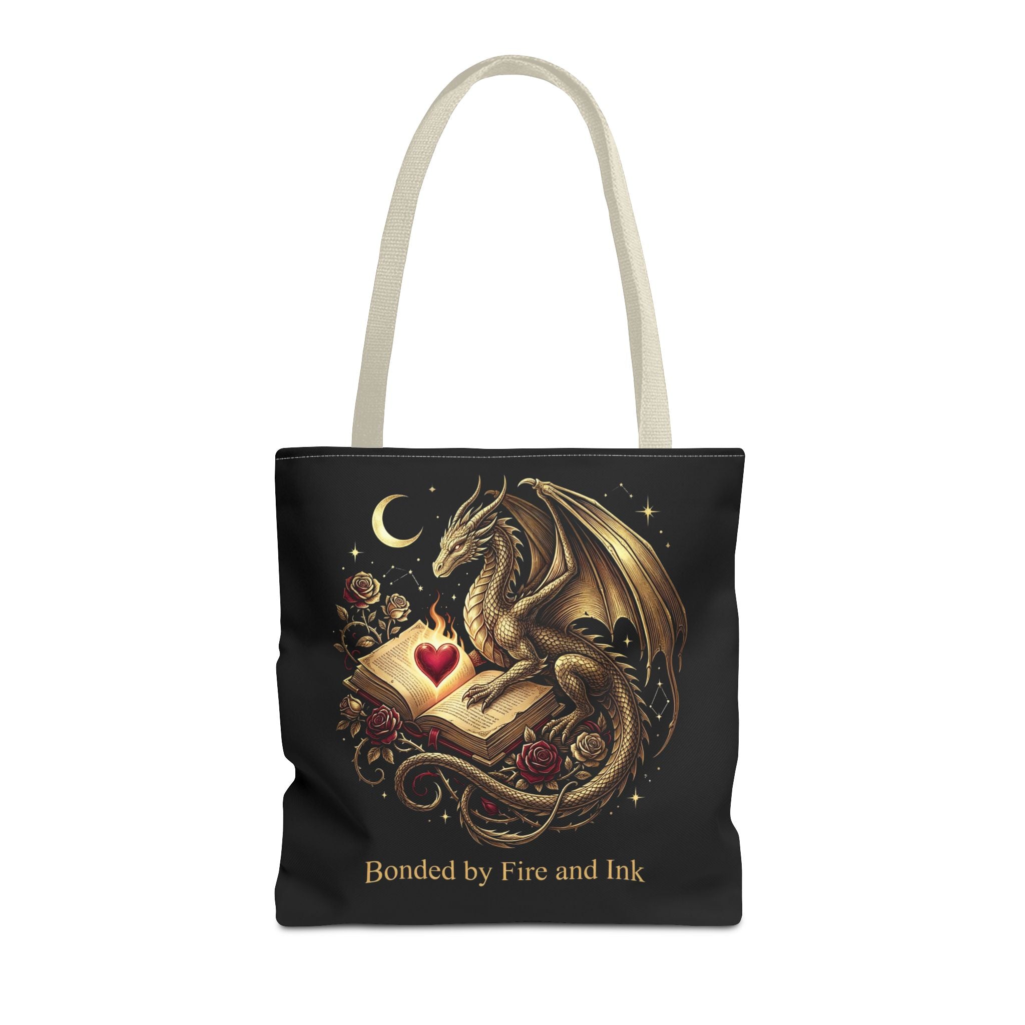 Bonded by Fire and Ink Dragon Tote Bag — Fantasy Book Lover Canvas Tote - The Bela Vibe House of Moonfire