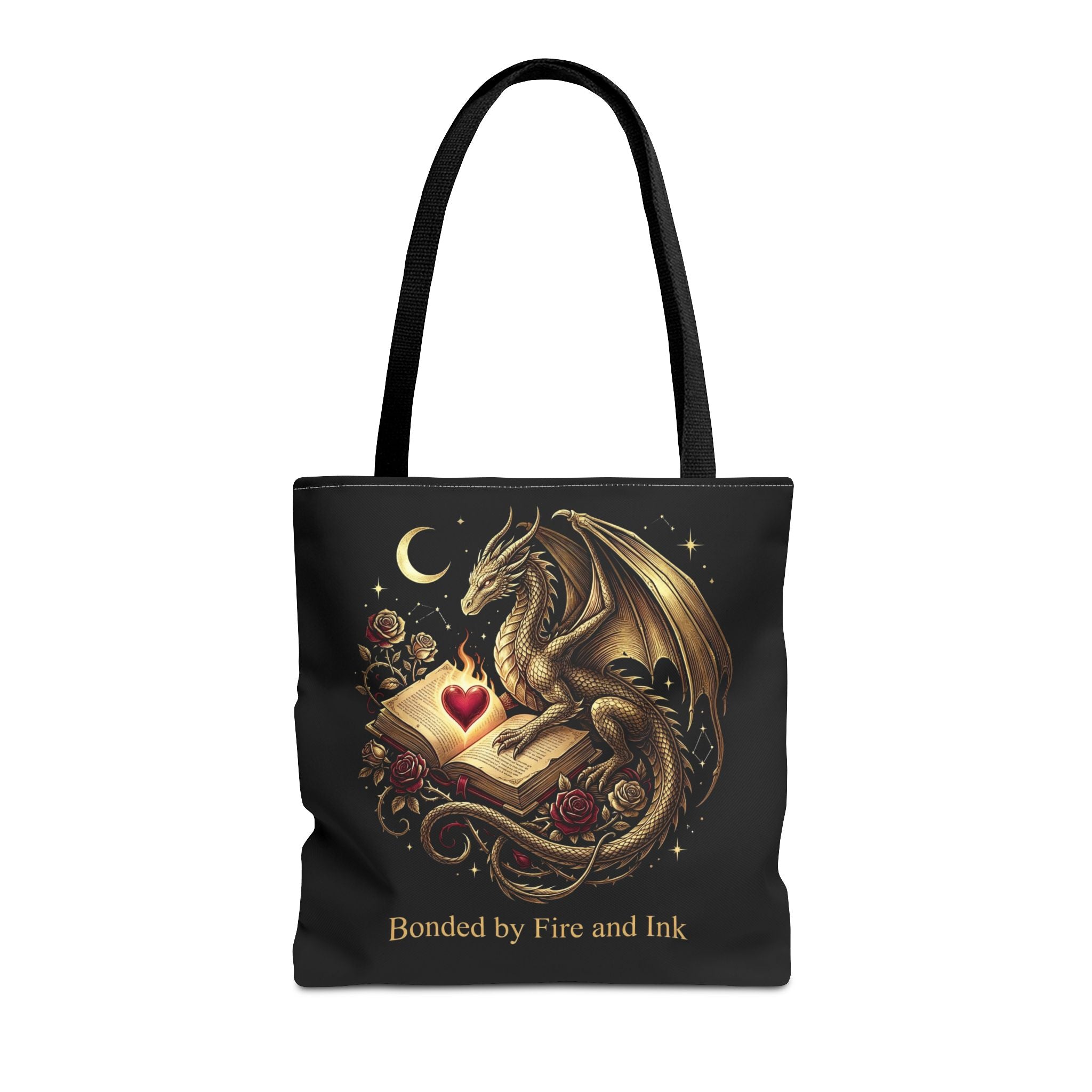 Bonded by Fire and Ink Dragon Tote Bag — Fantasy Book Lover Canvas Tote - The Bela Vibe House of Moonfire