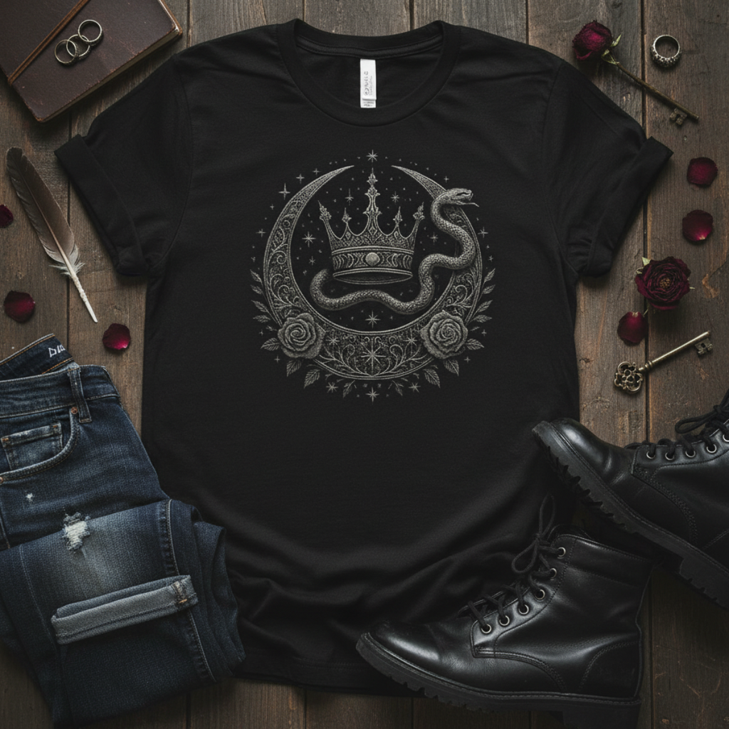 Nightborn Serpent Sovereign™ – Medieval Celestial Engraved Tee