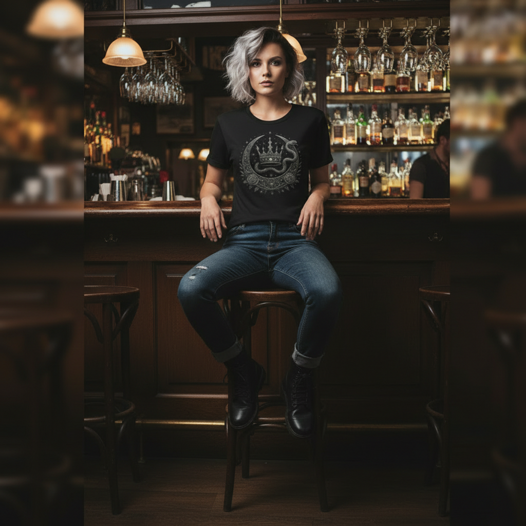 Nightborn Serpent Sovereign™ – Medieval Celestial Engraved Tee