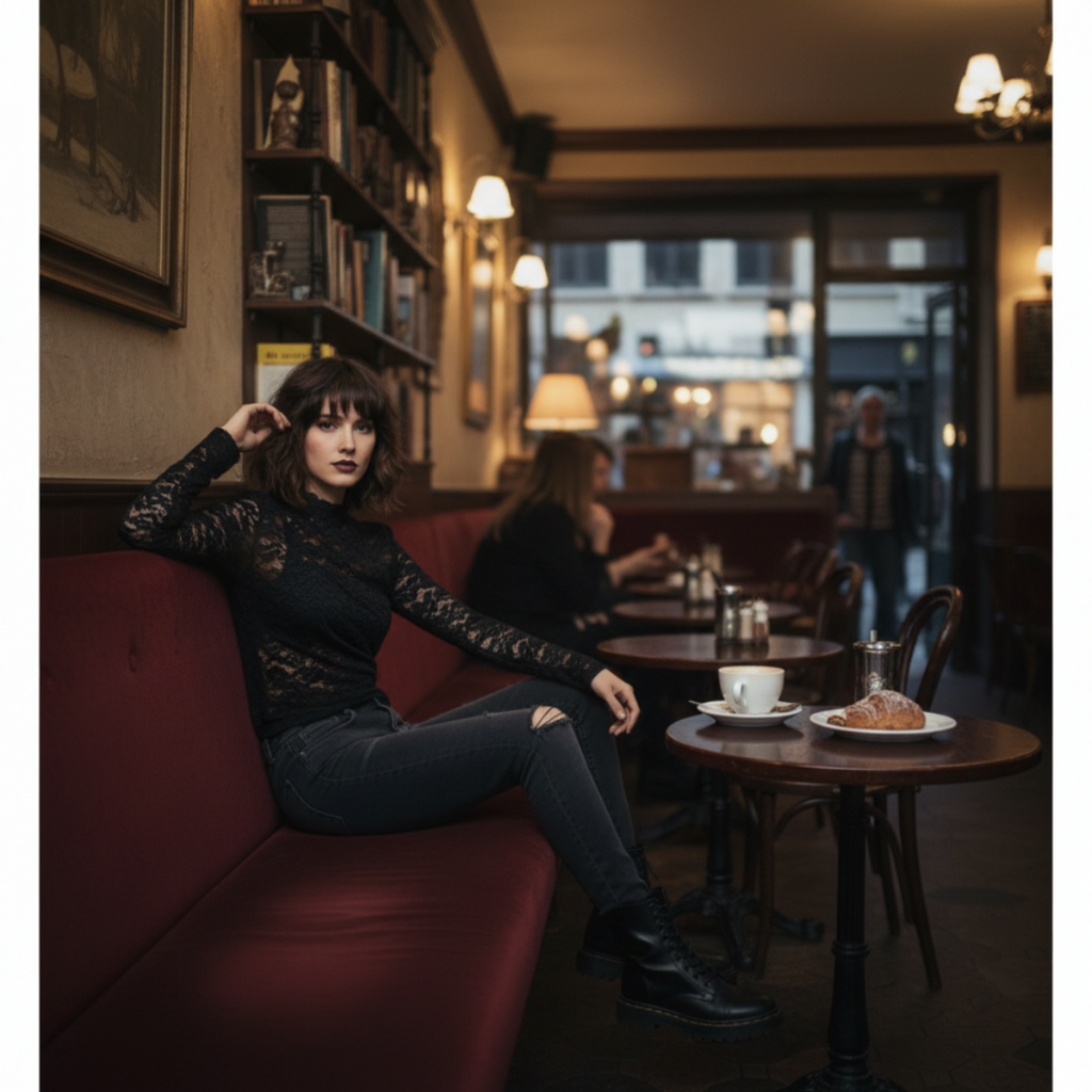 Winter Veil Lace Turtleneck — Dark Feminine Layering Piece