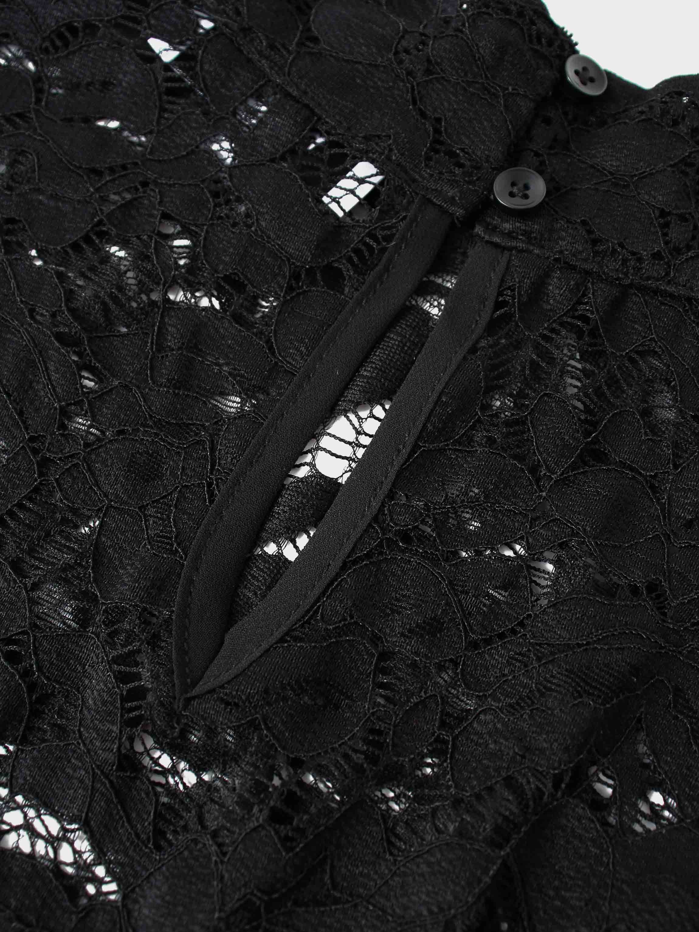 Black lace garment with a ribbon detail