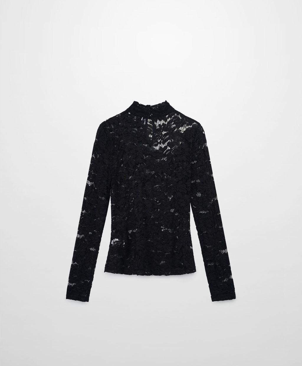 Black textured long-sleeve top on a light gray background