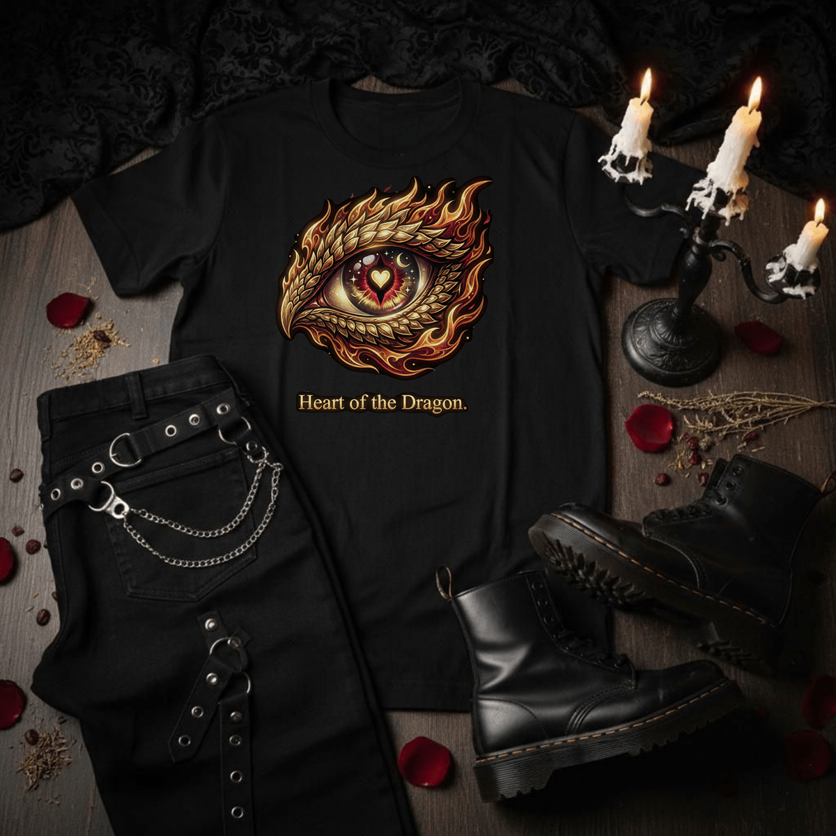Heart of the Dragon Shirt (Dragon Eye + Fire Heart) | Comfort Colors 1717 | Fantasy Witchcore Tee - The Bela Vibe House of Moonfire