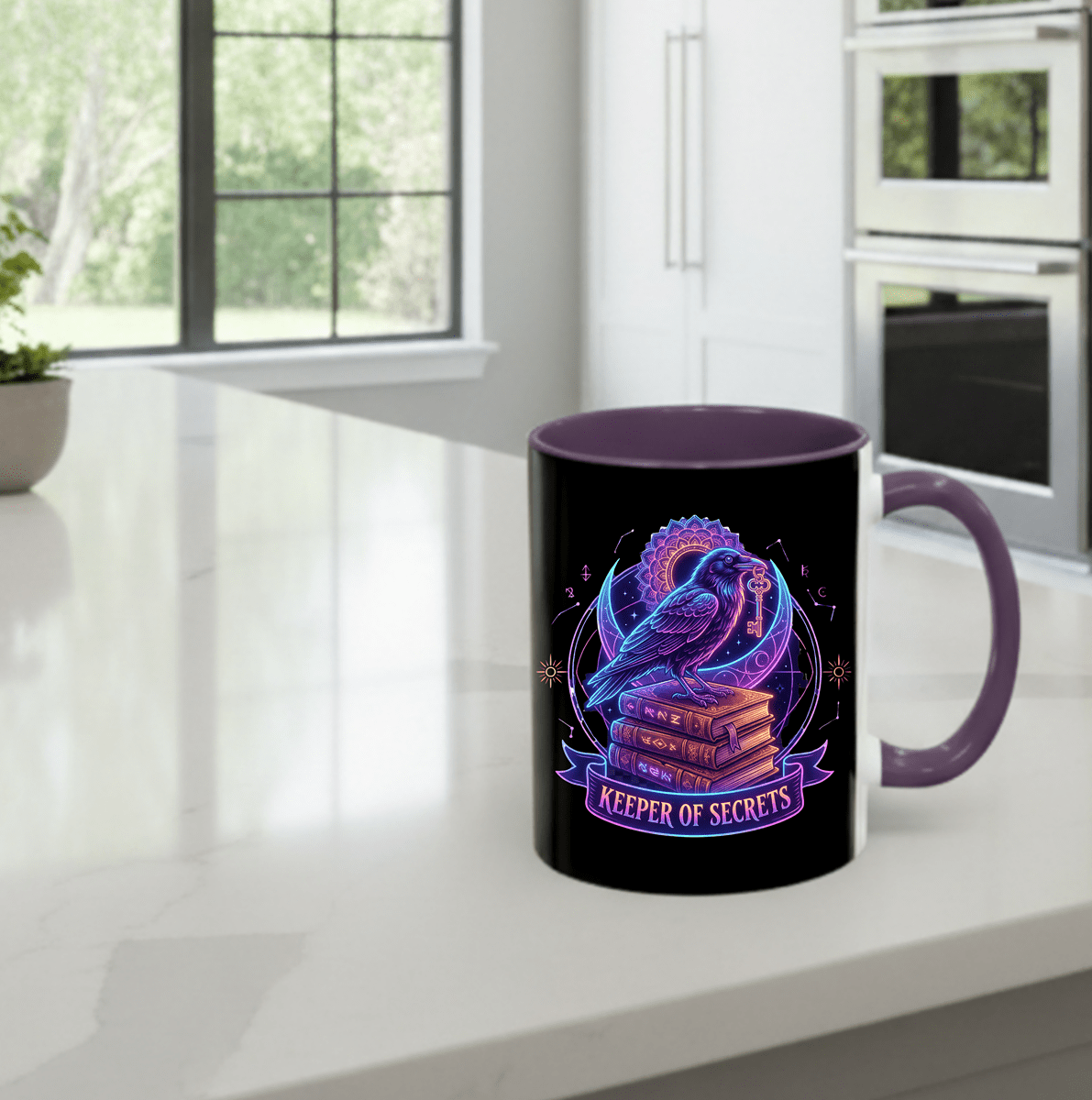 Keeper of Secrets Raven Coffee Mug – Dark Academia Witchcore Mug for Book Lovers & Spotify Dark Pop Fans - The Bela Vibe House of Moonfire