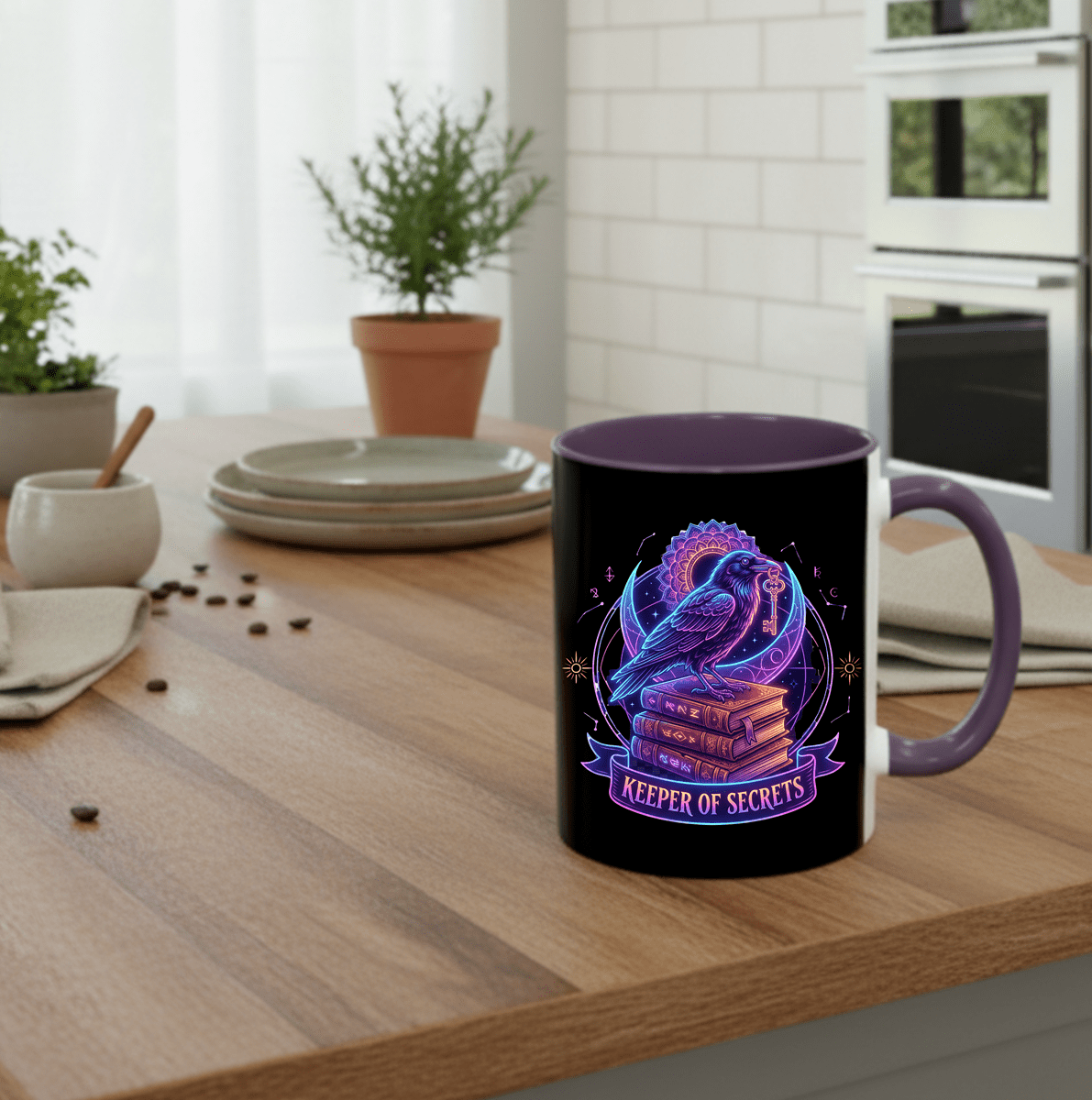 Keeper of Secrets Raven Coffee Mug – Dark Academia Witchcore Mug for Book Lovers & Spotify Dark Pop Fans - The Bela Vibe House of Moonfire