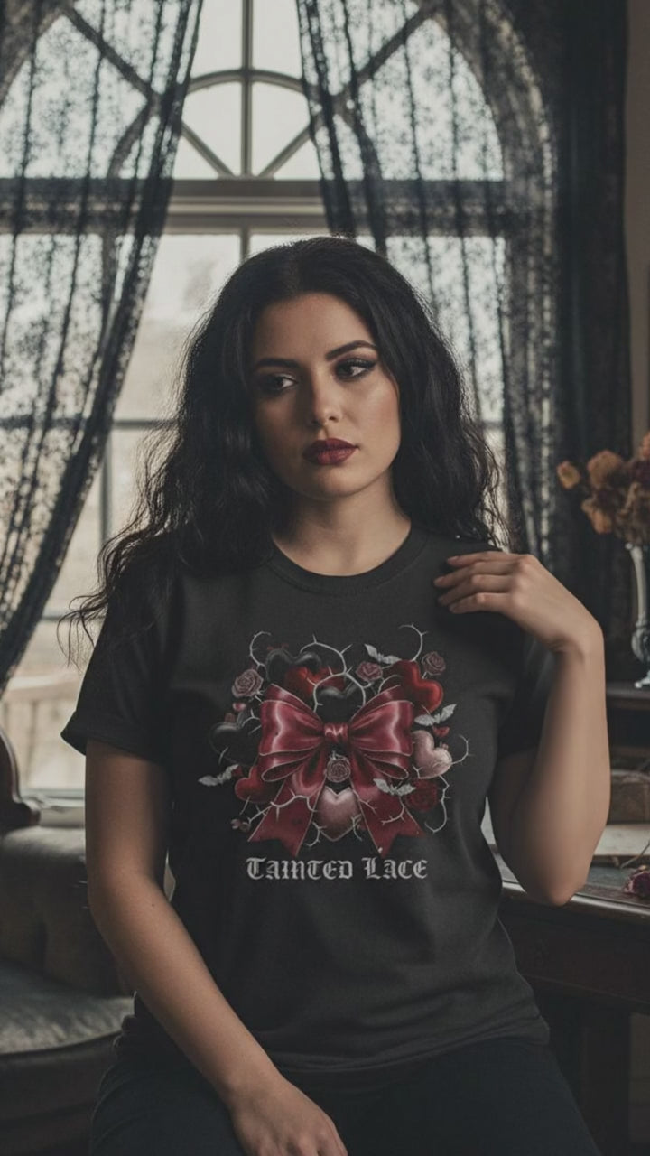 TAINTED LACE™ | Gothic Ribbon & Thorn Rose Tee (Spotify Fan Edition)