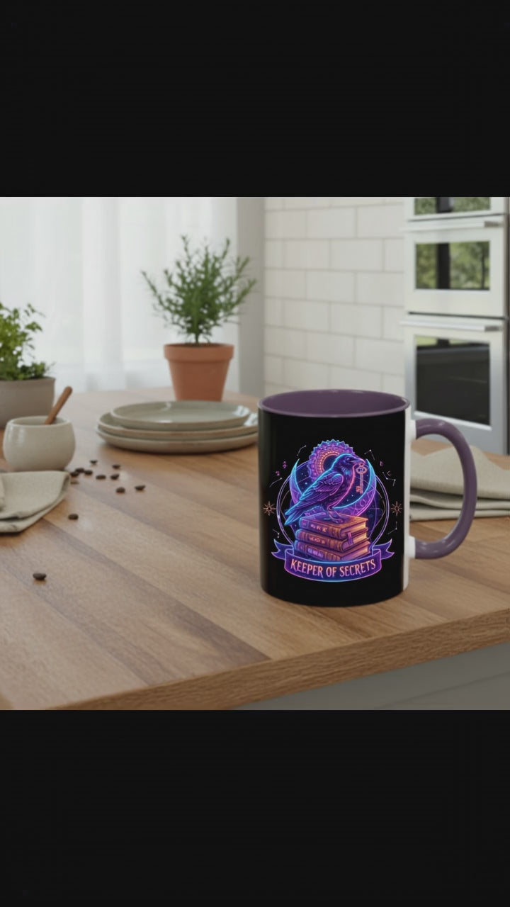 Keeper of Secrets Raven Coffee Mug – Dark Academia Witchcore Mug for Book Lovers & Spotify Dark Pop Fans