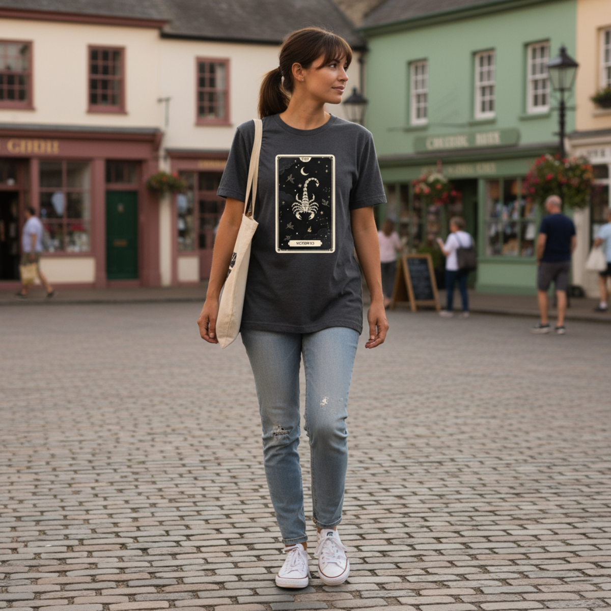 Scorpio Tarot Card T-Shirt — Dark Zodiac, Mystical Aesthetic, Unisex Graphic Tee